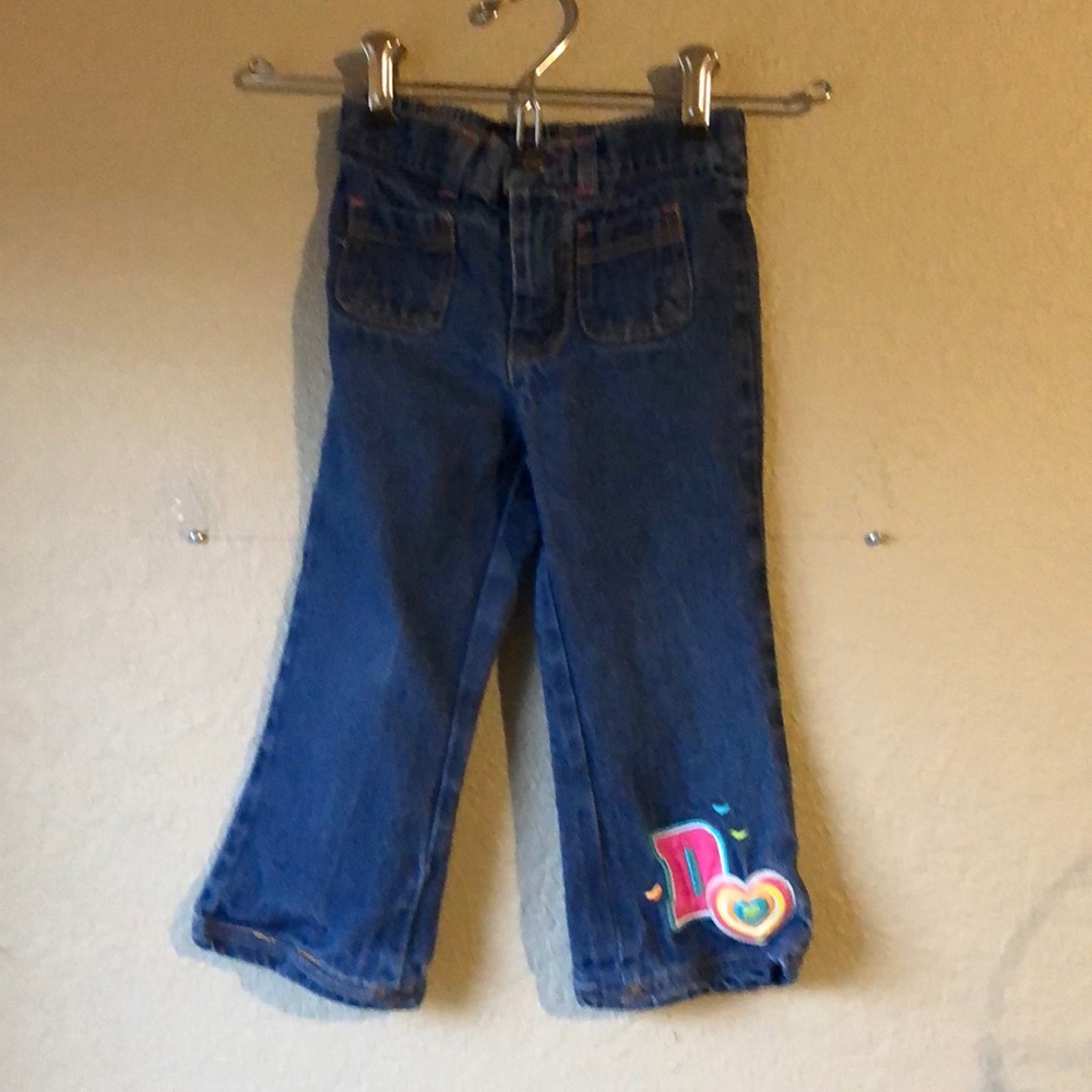 Kids Blue Embroidered Heart Jeans